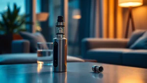 Oxva Gerät mit e-liquid Flasche auf stilvollem Tisch in entspannter Atmosphäre