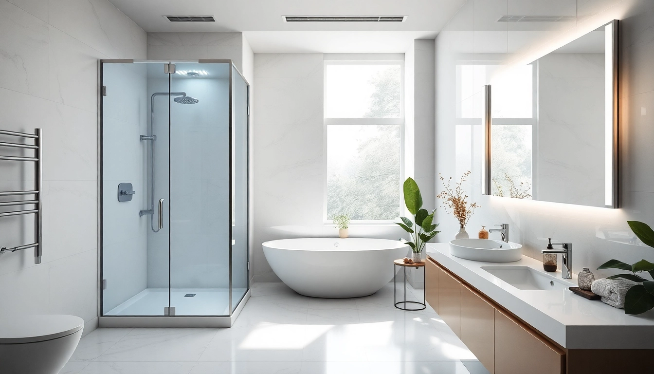 Améliorez votre salle de bain avec un miroir et une cabine de douche modernes sirhona France.