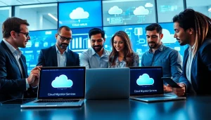 Implementing Cloud Migration Services in a collaborative IT environment with professionals discussing strategies.