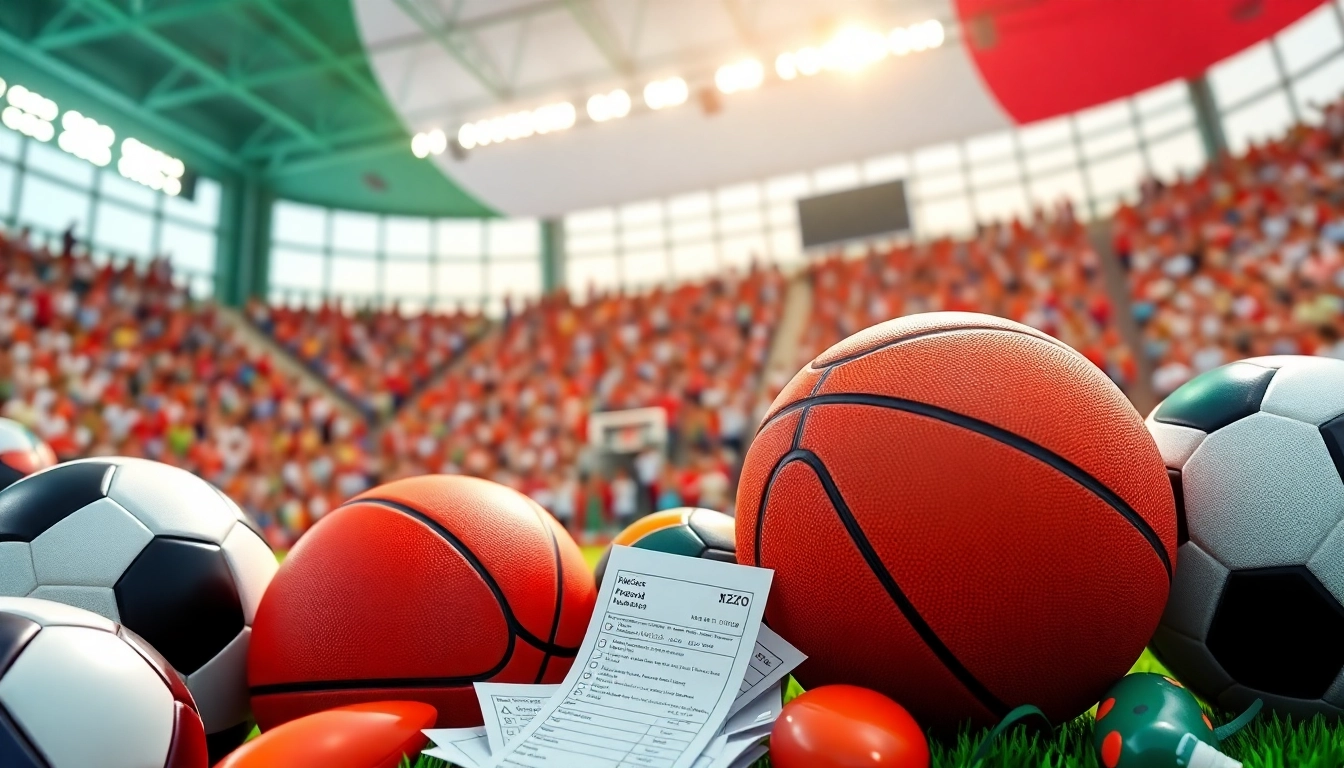 Engage in sports betting in Mexico, with dynamic sports elements in a lively stadium setting.