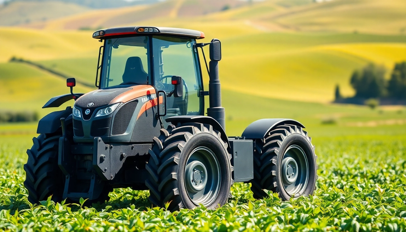 Farm field with AF88 tractor showcasing modern agricultural technology in action.