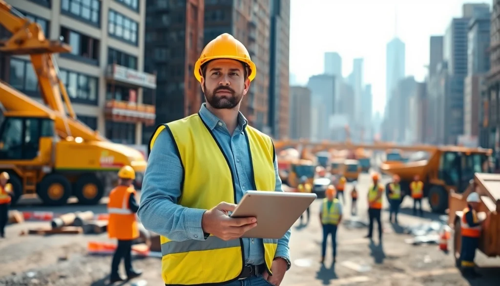 Manhattan Construction Manager leading a team on an urban construction site, demonstrating expert guidance.