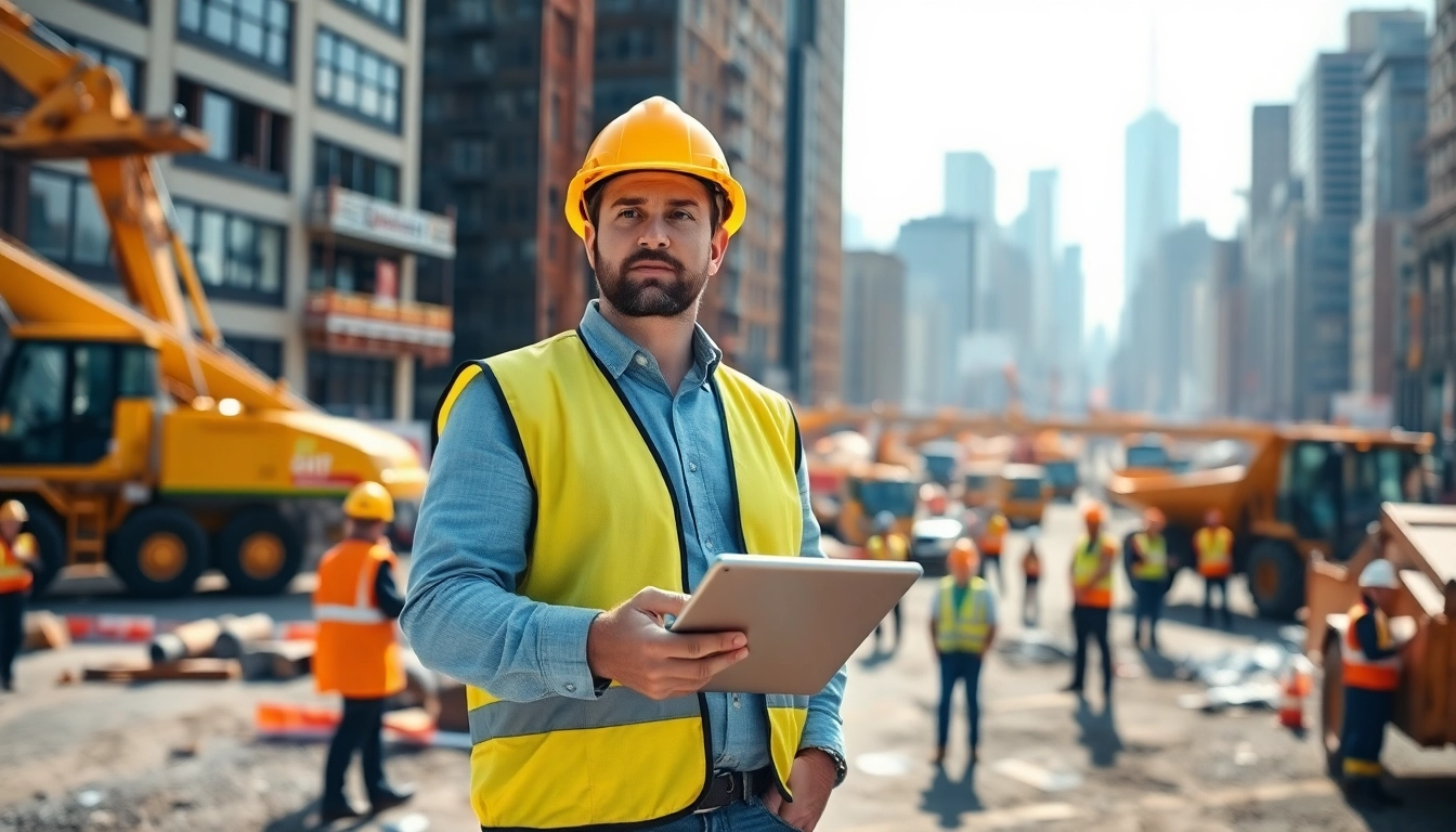 Manhattan Construction Manager leading a team on an urban construction site, demonstrating expert guidance.