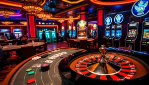 Players enjoying a thrilling game at the S8 casino table with vibrant chips and cards.