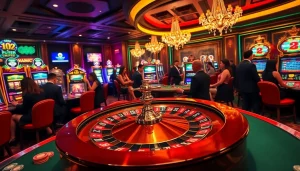 Experience the thrill of winning with the thabet link at an exciting casino scene featuring roulette and slot machines.