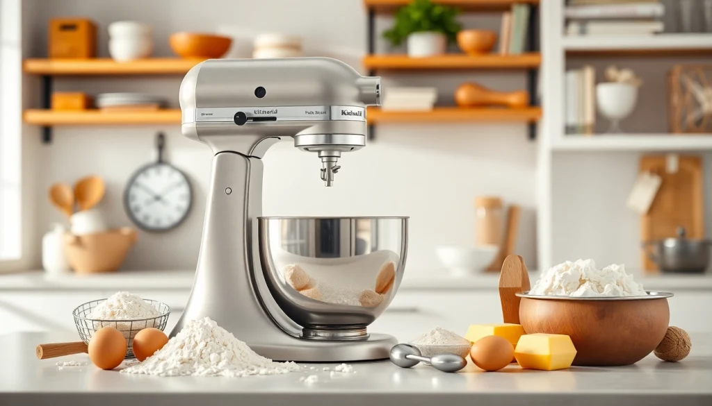 Use KitchenAid mixer NZ to create delightful culinary treats with ease in a beautiful kitchen.