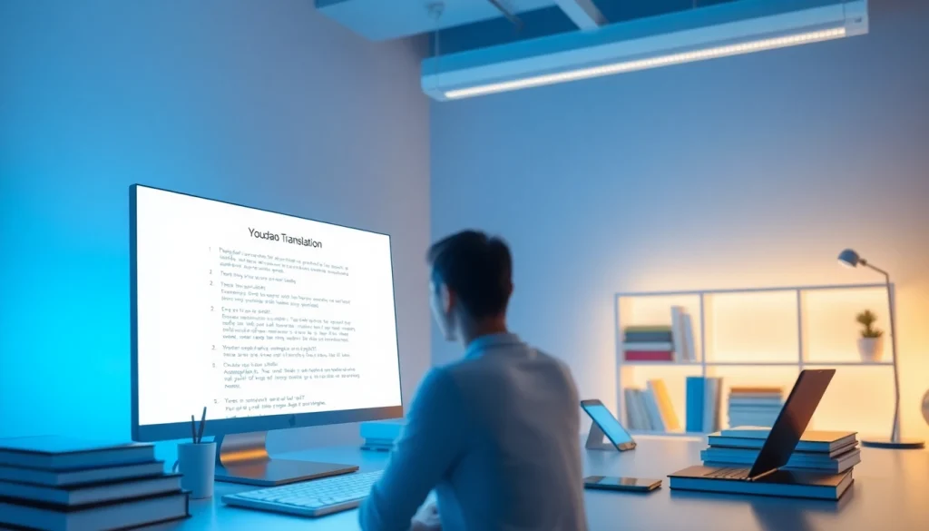 Youdao翻译 interface showcasing advanced AI translation features in a professional workspace.