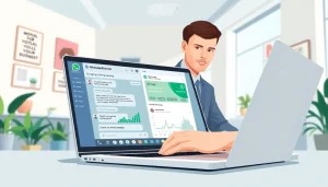 Implement WhatsApp Business CRM effectively showcasing client interactions and analytics in a professional workspace.