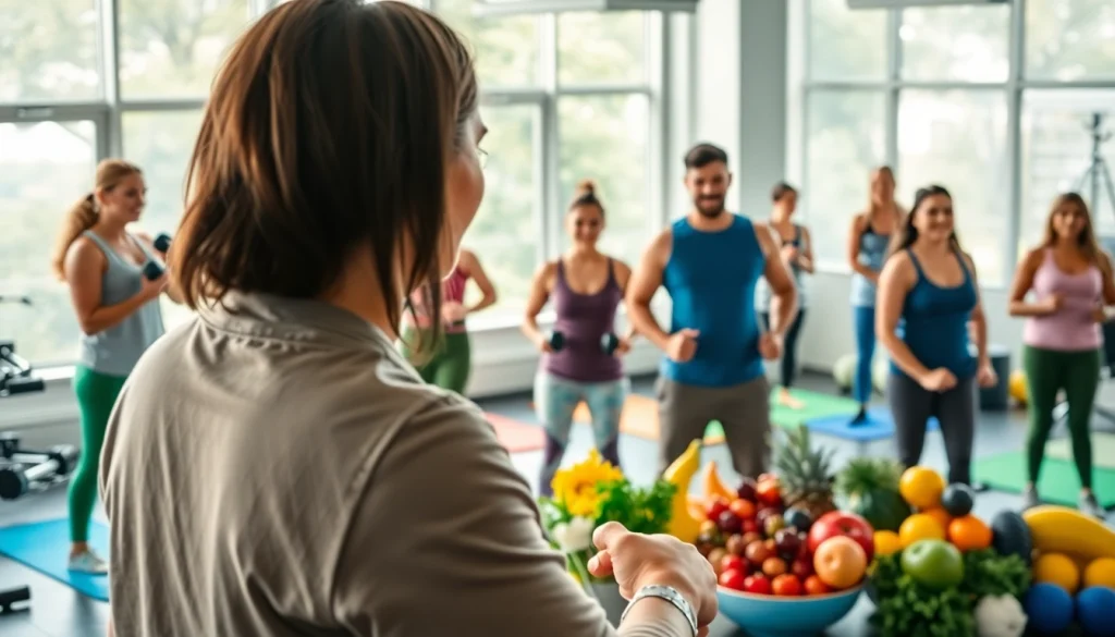 Engaging fitness session showcasing healthy foods and exercises focused on reducing visceral fat.
