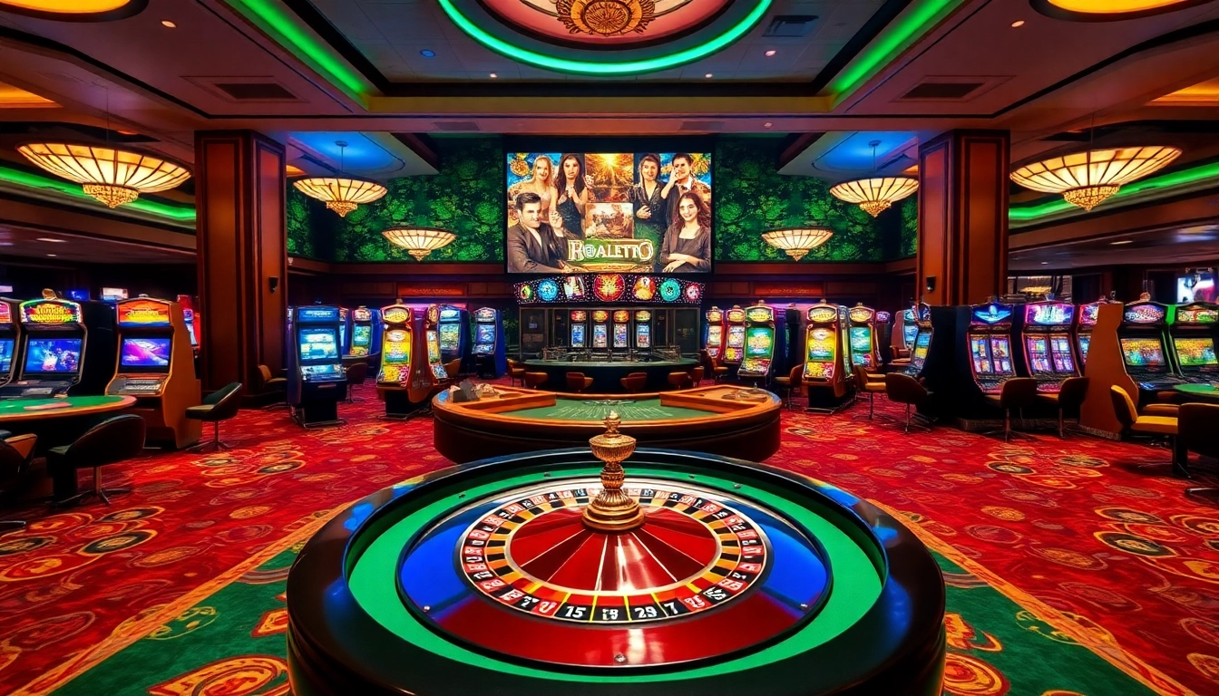 Players at the Rio Grande Casino excitedly place bets at a roulette table amidst vibrant, luxury casino interiors.
