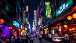 Experience the vibrant 하노이밤문화 with lively bars and colorful street scenes.