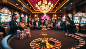 Excited players enjoy games at kuwin, capturing the thrill of casino action.