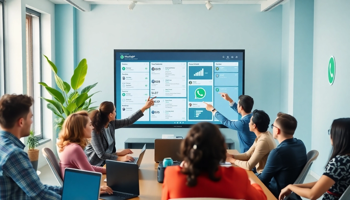 Collaborative discussion on WhatsApp Business CRM strategies with data analytics in focus.
