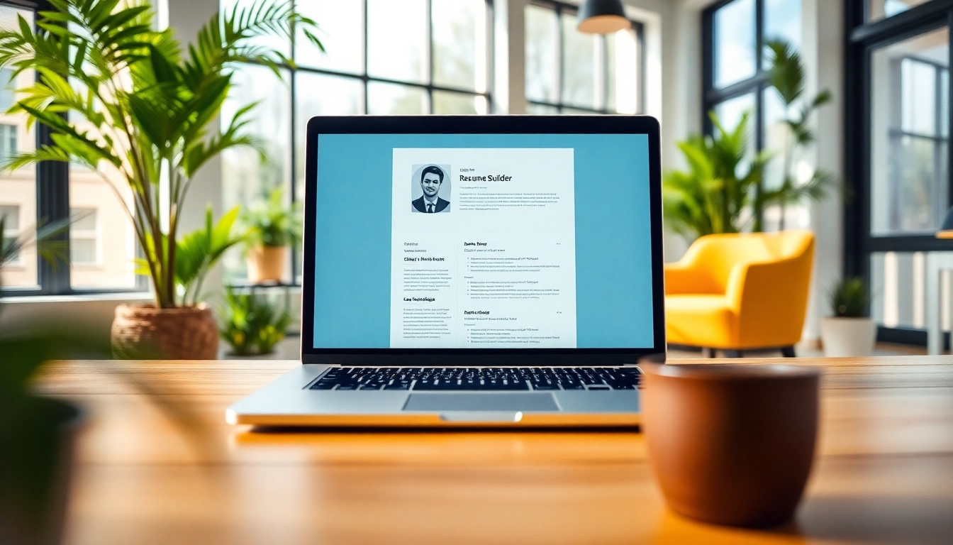 Build professional resumes effortlessly with our Resume Builder in a modern office setting.