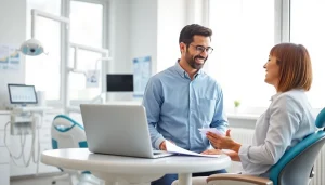 Engaging session with a dental consultant Maryland in a modern dental office setting, promoting personalized strategies.