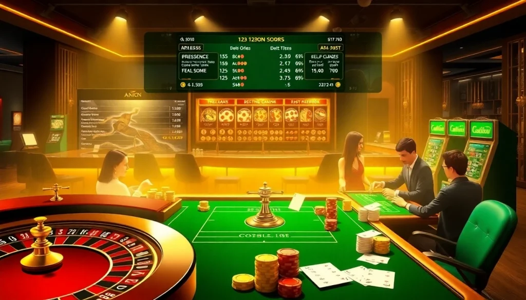 View 7mcn's exciting online betting scene showcasing sports scores, poker chips, and a roulette wheel.