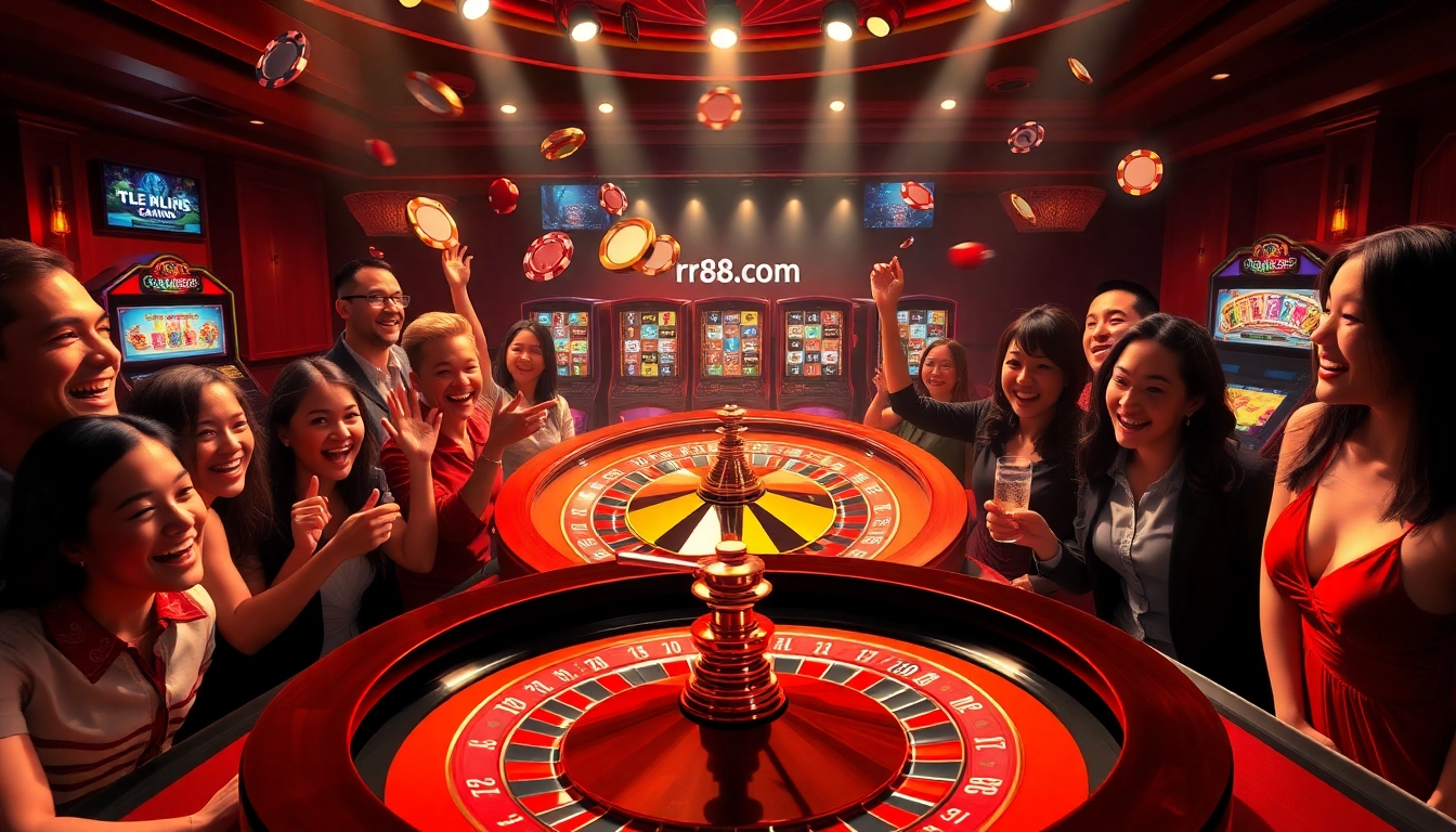 Excited players engaging in a roulette game at rr88.com, showcasing the thrill of online gambling.