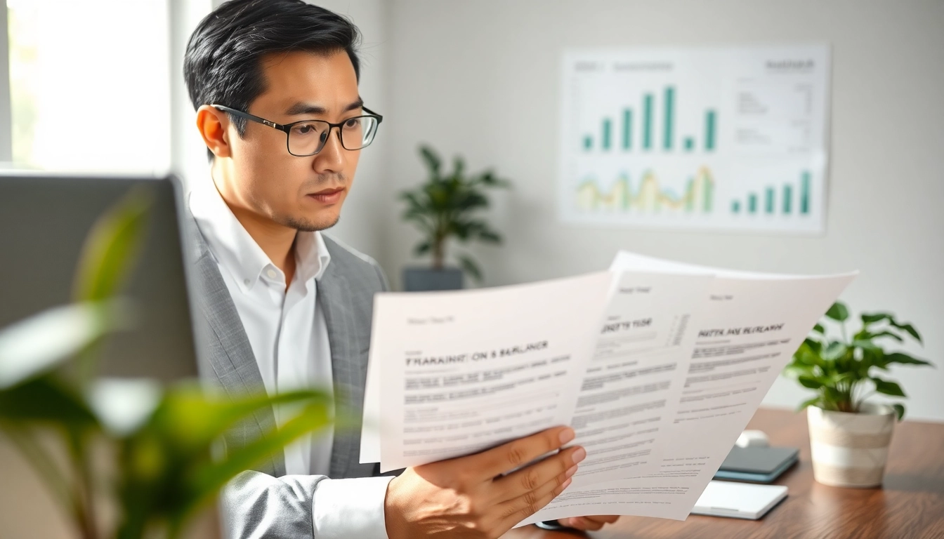 카드깡 관련 서류를 검토하는 전문 금융 컨설턴트.