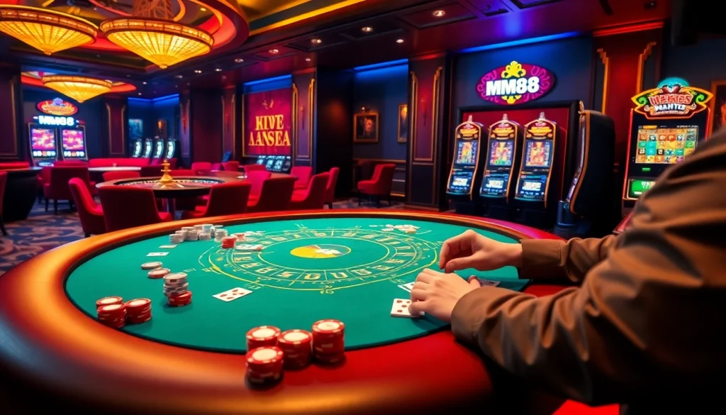 Experience thrilling gameplay at MM88's luxurious casino tables and slot machines.