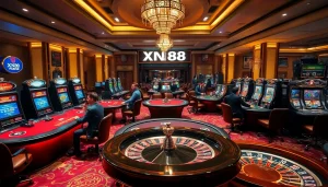 Players engage passionately in various casino games highlighting XN88's thrilling gambling experience.