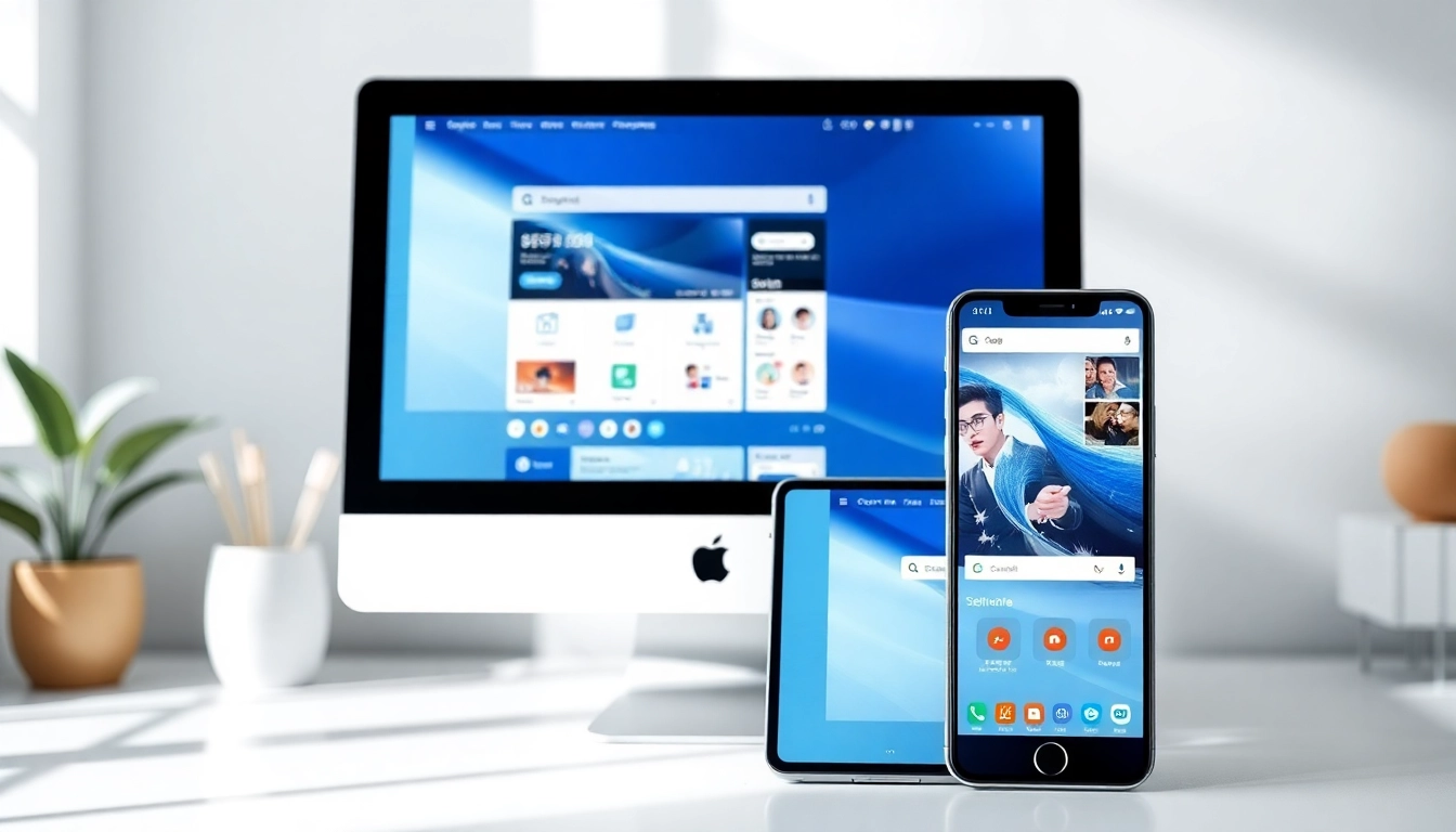 Sogou浏览器 interface showcasing a modern, customizable browsing experience on desktop and mobile devices.