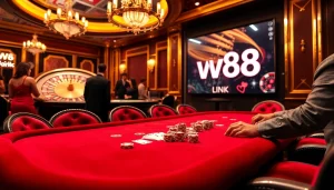 Experience thrilling moments at W88 link poker tables with luxury decor and vibrant atmosphere.