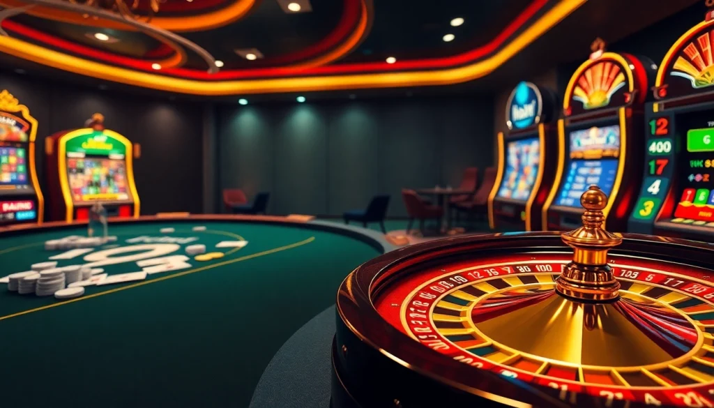 Experience the luxury and excitement of nohu90 com with vibrant casino elements like poker chips and roulette.