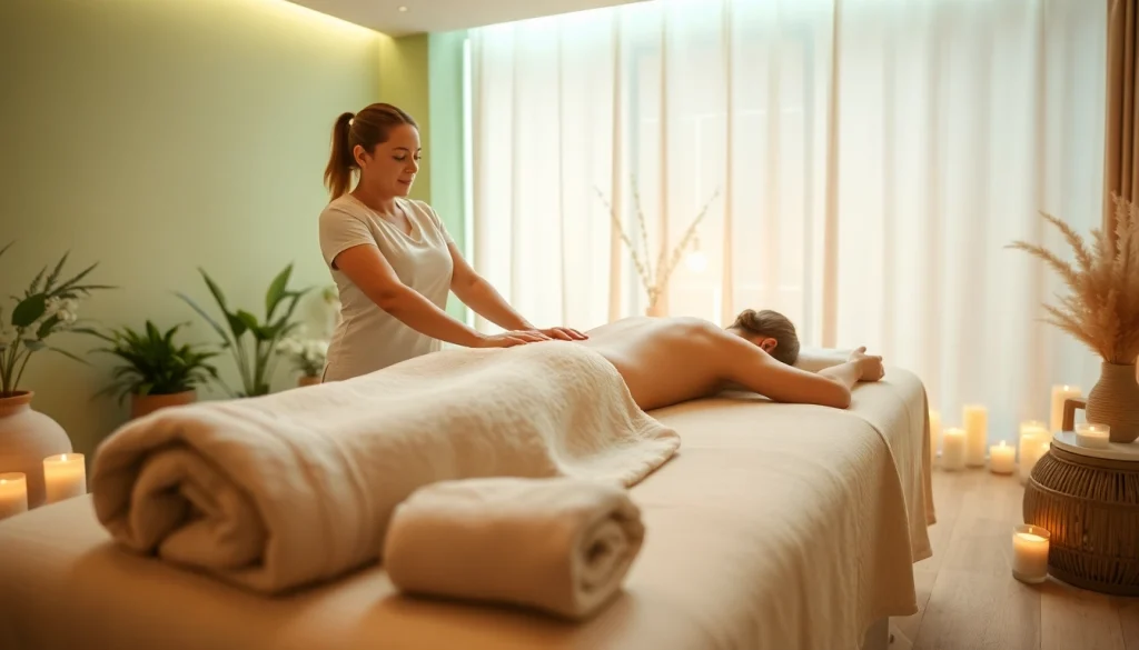 스웨디시 마사지 중인 치료사가 고객을 편안하게 해주는 모습