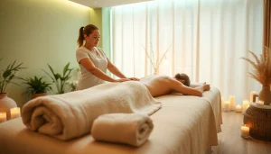 스웨디시 마사지 중인 치료사가 고객을 편안하게 해주는 모습