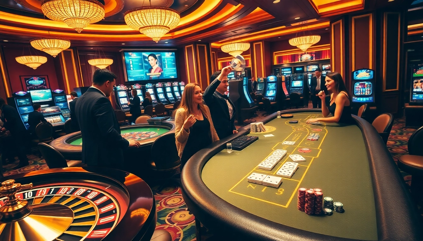 Experience thrilling gambling excitement at https://f1682.email/ with players winning at festive casino tables.