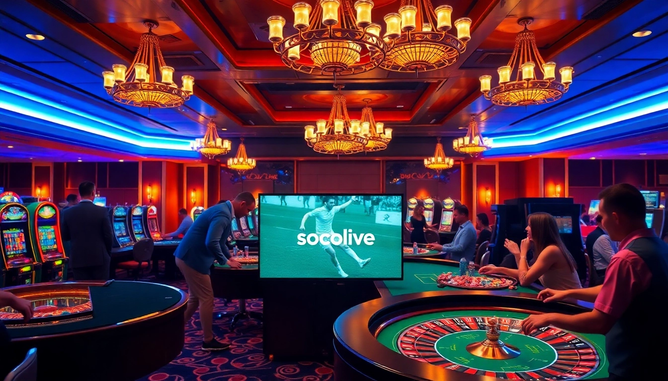 Socolive watch party with lively gamblers at a luxurious casino table.