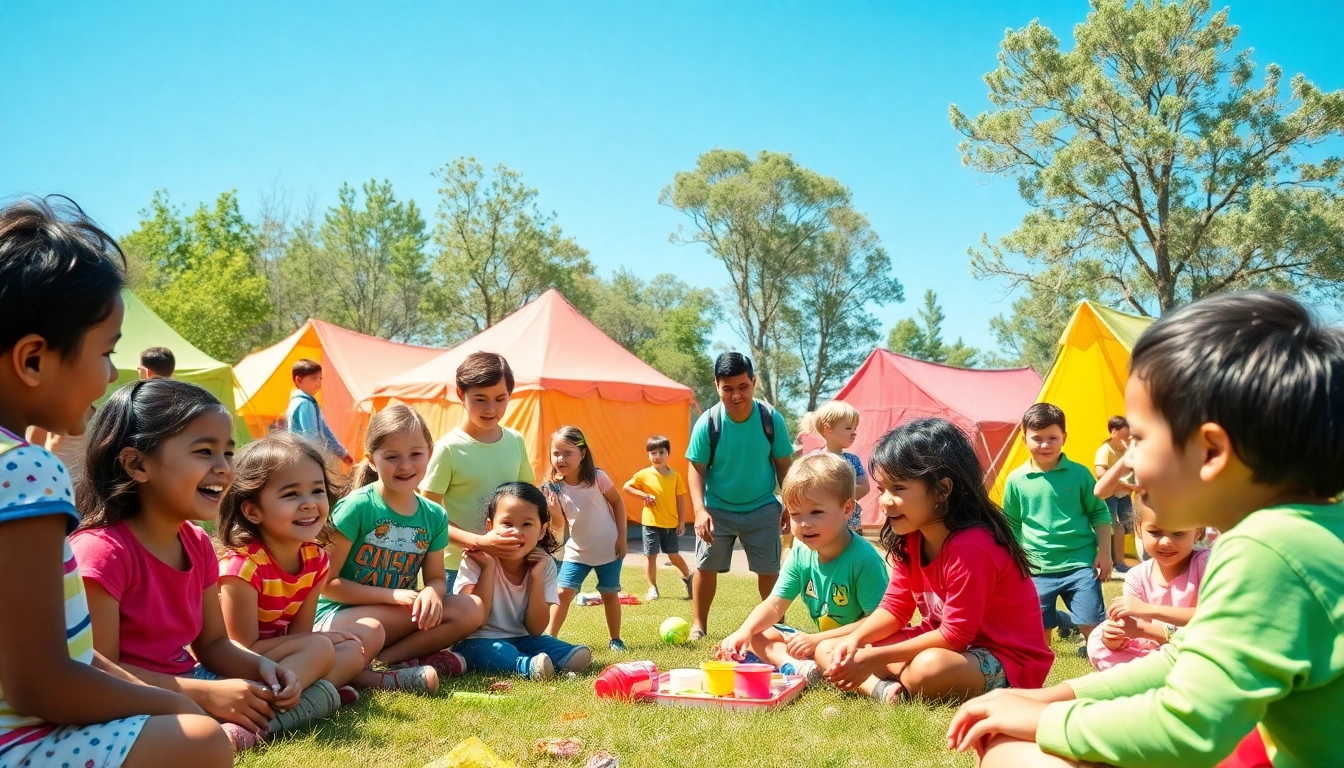 Engaging activities at Holiday camps showcasing joyful children participating in crafts, sports, and games.