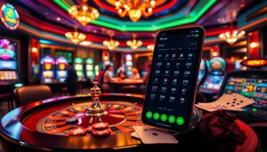 Niềm phấn khích cá cược được ghi lại thông qua giao diện ứng dụng betvip trên phông nền casino sang trọng, nổi bật với các trò chơi bàn sôi động và phiếu cược.