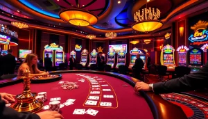 Action at the BK8 เว็บตรง casino, captivating players with exciting card games and vibrant slot machines.