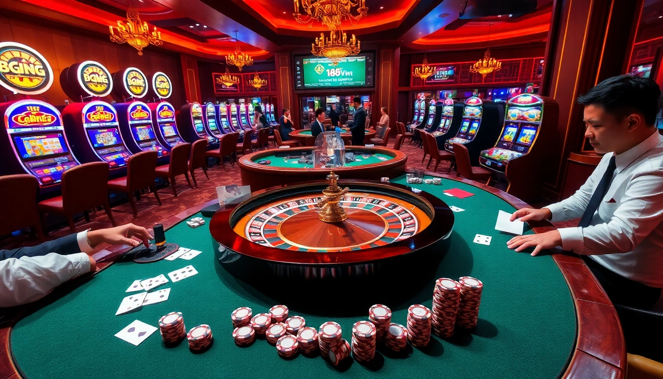 Players engaging in an exciting game at a casino table themed around 168vn.