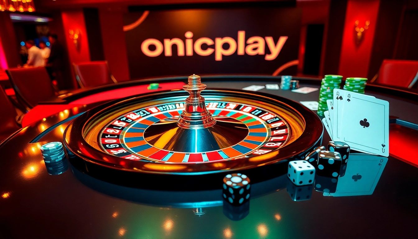 Experience excitement with link alternatif onicplay in a luxurious casino setting featuring roulette and poker.