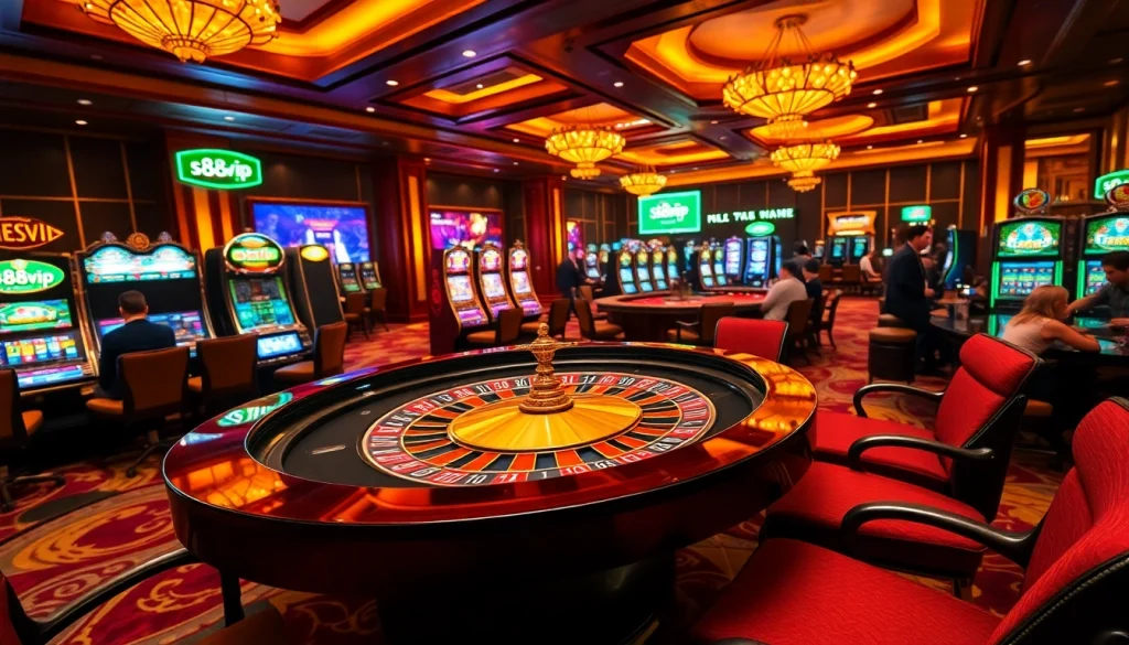 S88vip players engaging at a luxurious casino table in an elegant gambling environment.