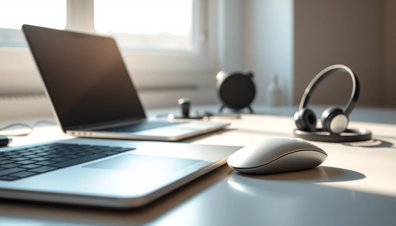 Accesorios para Mac en un entorno de trabajo moderno y elegante, mostrando estilo y funcionalidad.