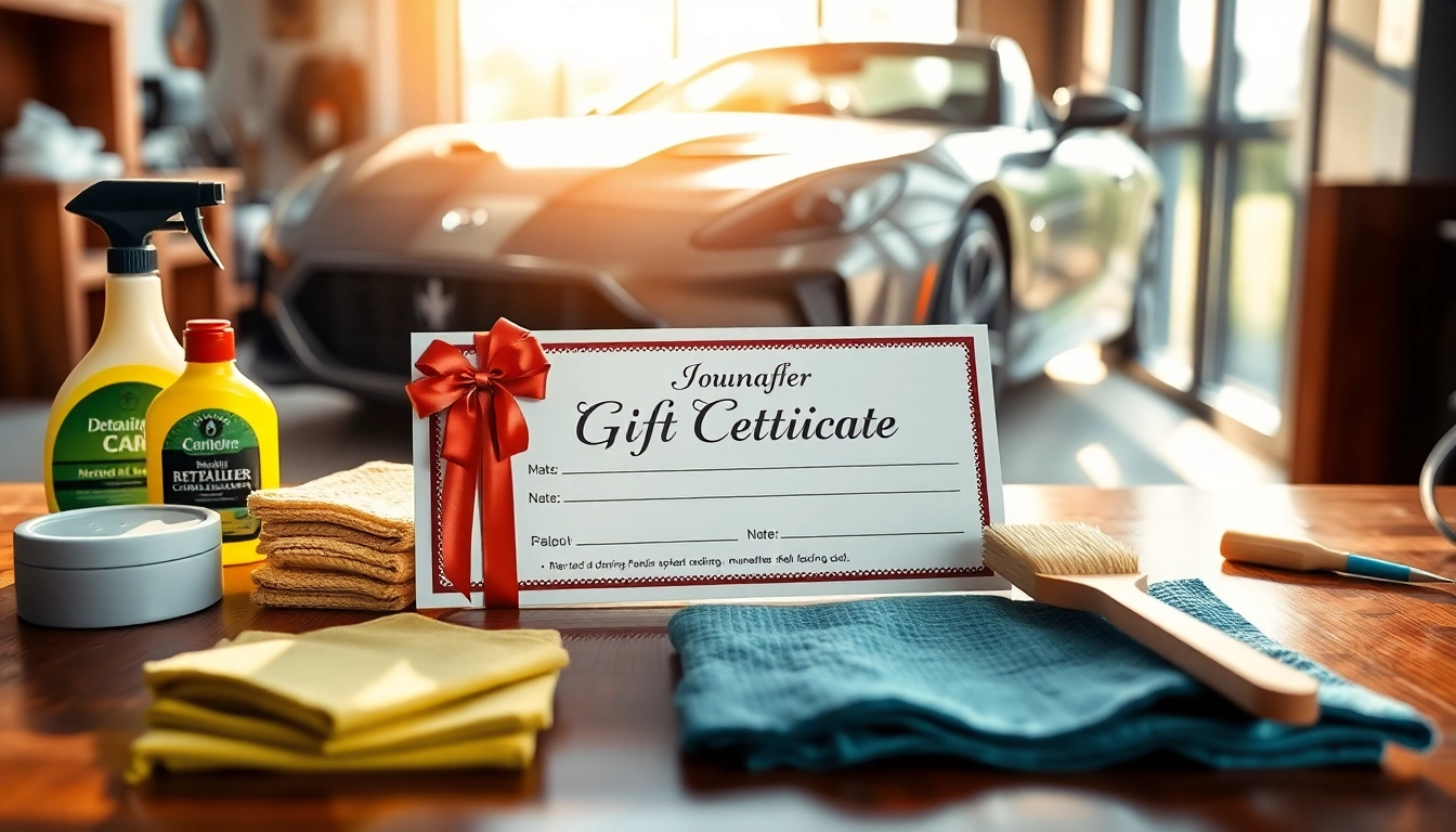 Gift certificate for car detailing showcases premium quality services and products.