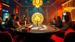 SODO-themed poker table surrounded by players enjoying a thrilling game night.