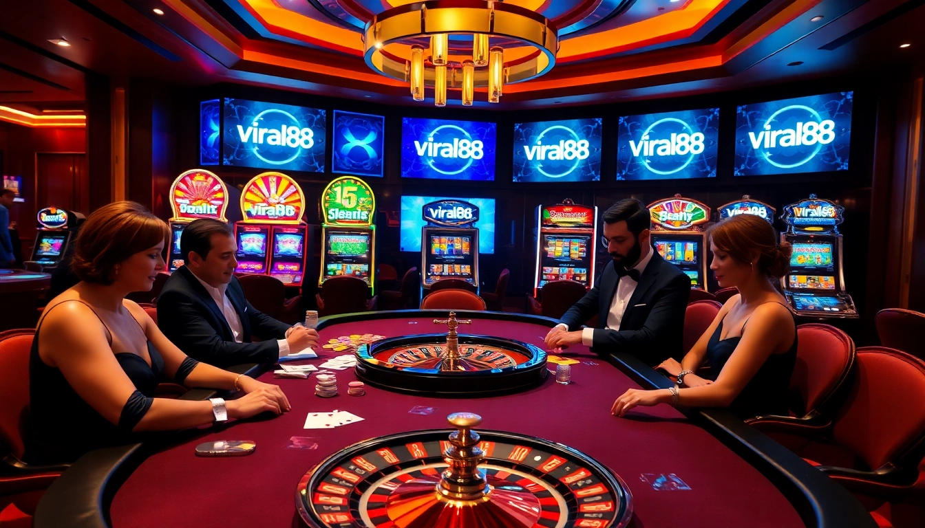 Experience high-stakes action at a poker table featuring viral88 branding, capturing the thrill of luxury gambling.