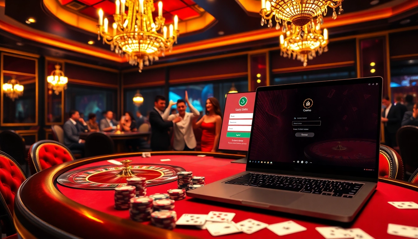 Login to experience thrilling casino games with vibrant cards and chips on the table.
