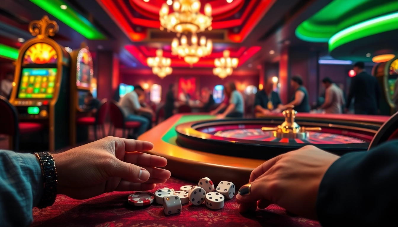 RR88 players engaged in high-stakes excitement at a luxurious casino roulette table.