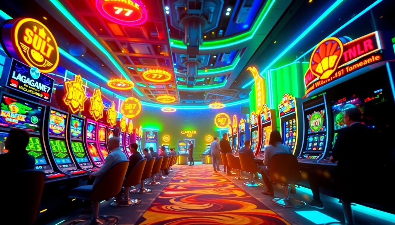 LAGAGAME77 gaming interface showcasing thrilling slot games and vibrant graphics.