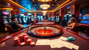 sa88 online casino with vibrant gaming tables and engaged players in a luxury setting