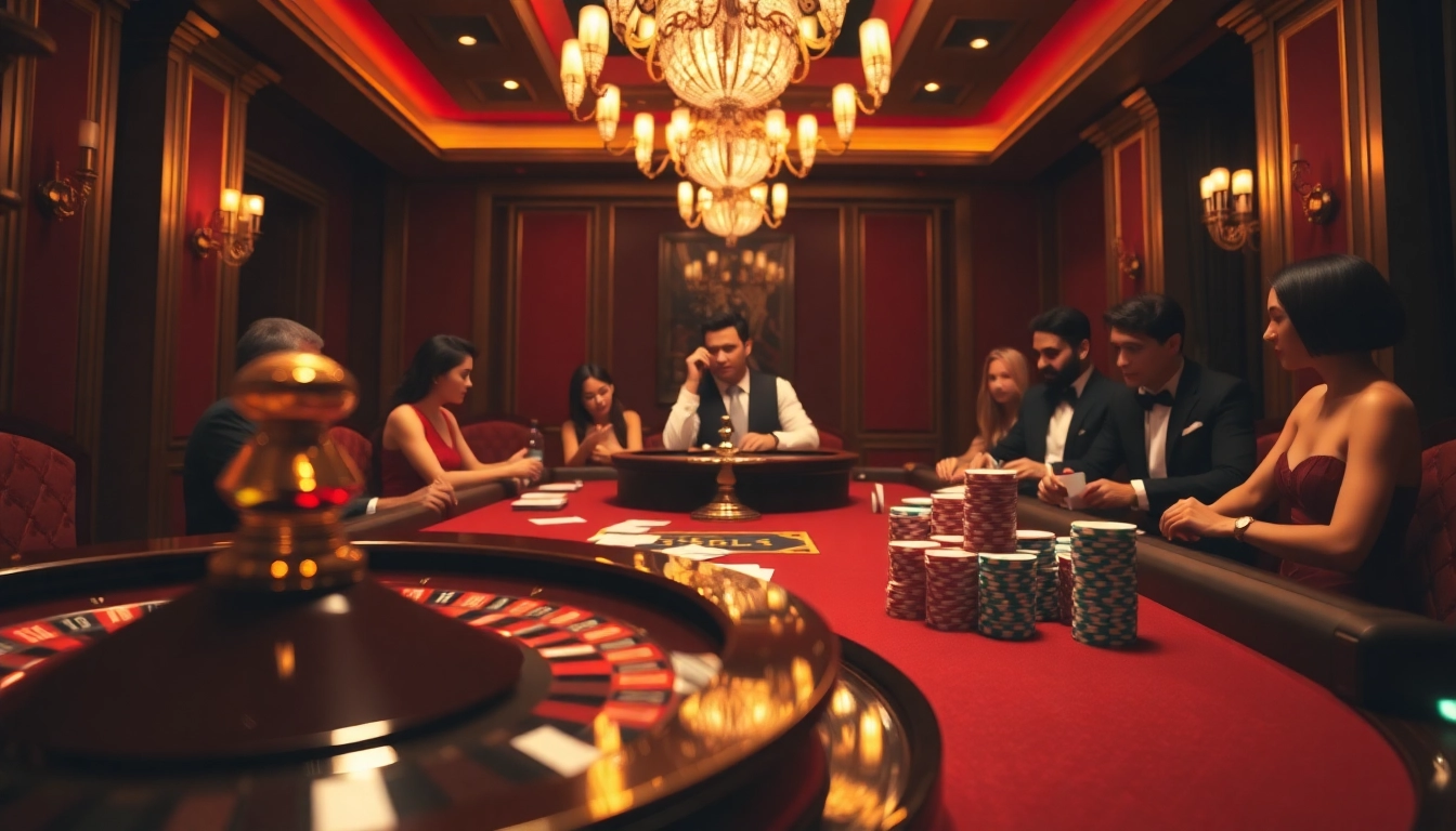 Players strategizing with keonhacai at an upscale casino poker table.