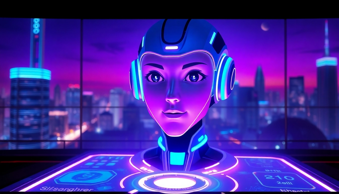 Engaging NSFW AI chatbot interface with futuristic design and vibrant colors