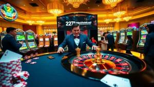 Players excitedly gather around a roulette table at https://32win11.net/, engaging in thrilling casino action.