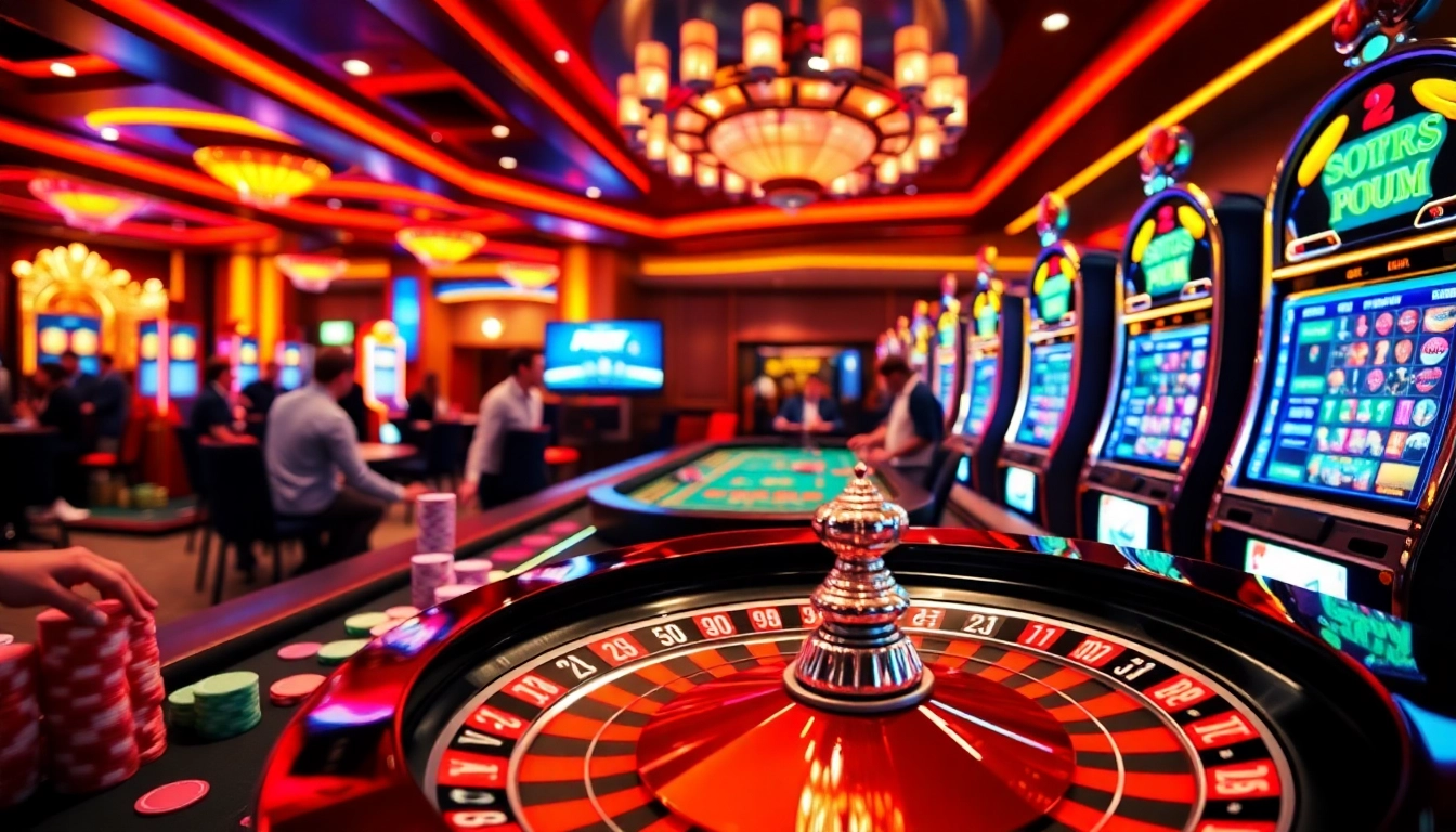 Engaging casino scene showcasing sbobet link alternatif with vibrant gambling elements.