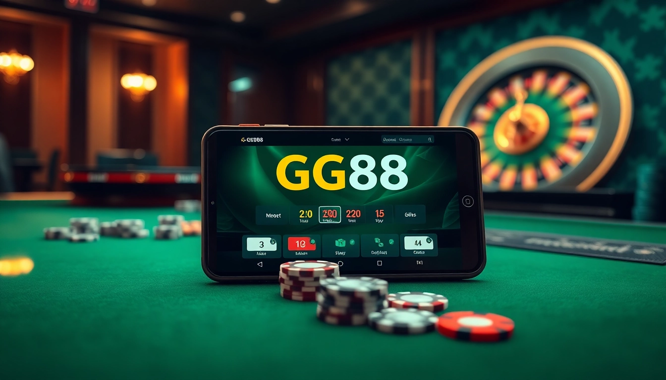 Experience the excitement of GG88 with an elegant online casino setup and gaming atmosphere.